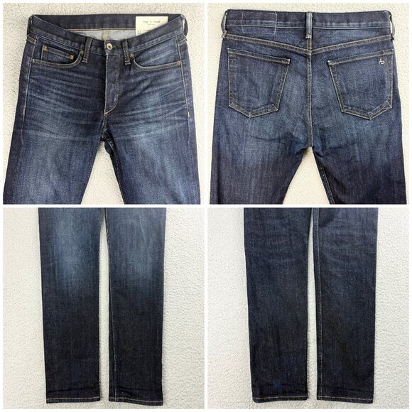 Rag & Bone Jeans Mens 29 x 32 Pants Indigo Blue Fit 2 Slim Dark Wash Denim USA 1 - Picture 8 of 10